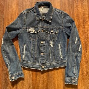 Free People Denim Jacket Dark Blue Vintage Style